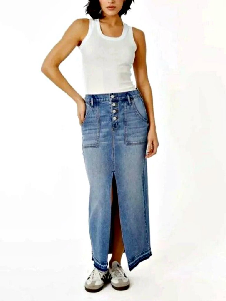 New! Level 99 Carol Button Maxi Skirt